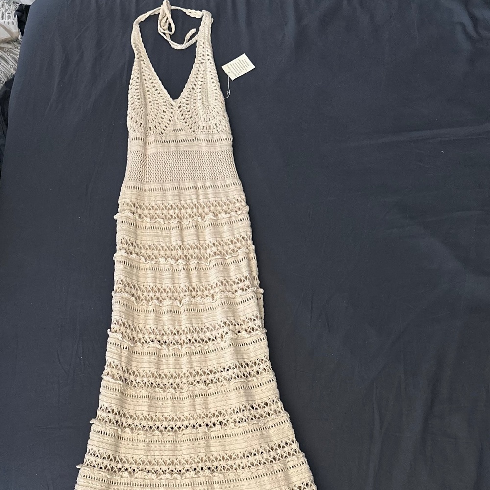 Lined Crochet halter maxi